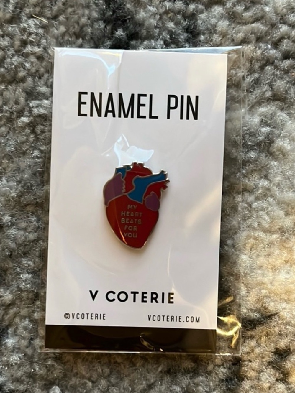 Figs Red Anatomical Heart Enamel Pin - "My Heart Beats For You"